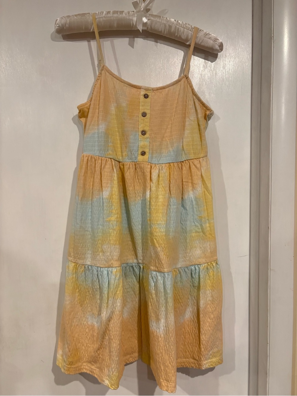 Roxy Girls' Yellow & Light Blue Tie-Dye Mini Sundress